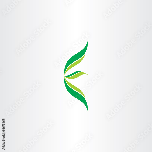letter e ecology green logo with leaves