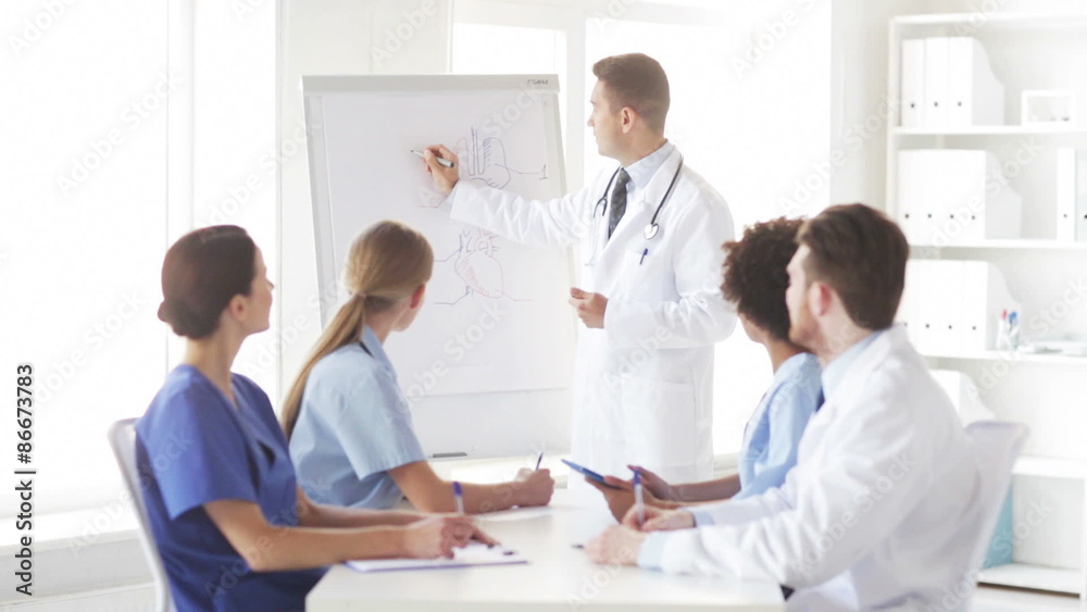 group of doctors on presentation at hospital group of doctors on presentation at hospital