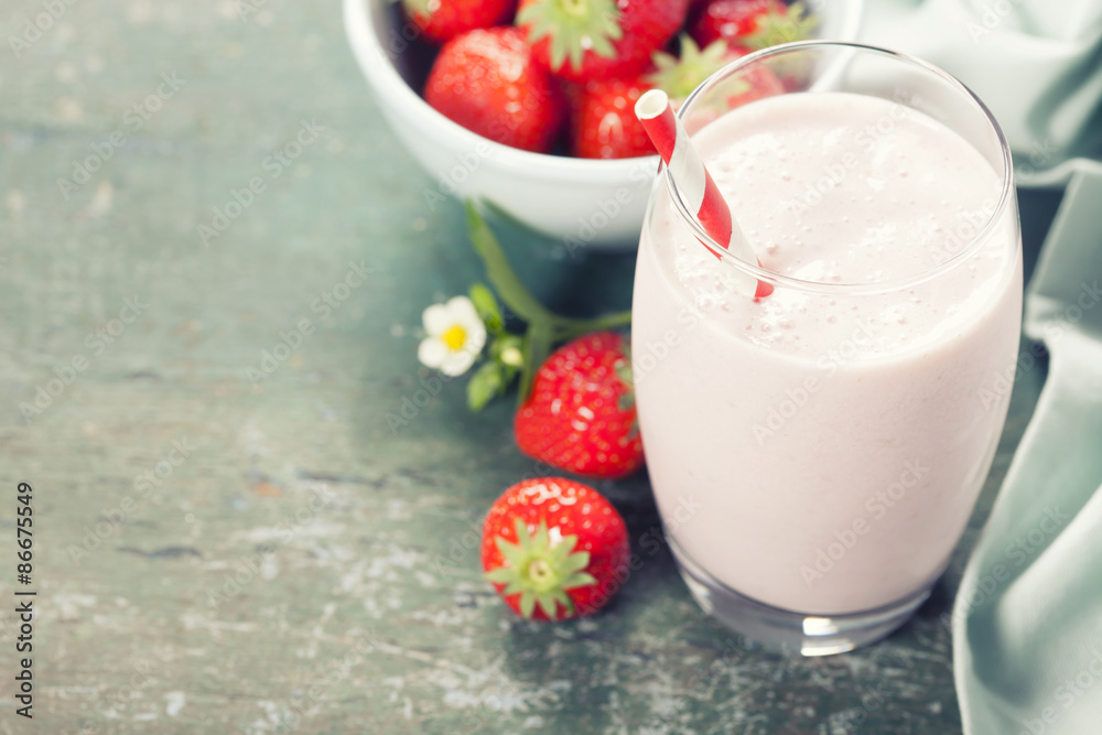 A glass of strawberry smoothie A glass of strawberry smoothie