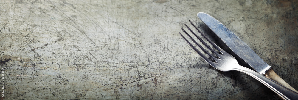 Dining fork and knife - obrazy, fototapety, plakaty 