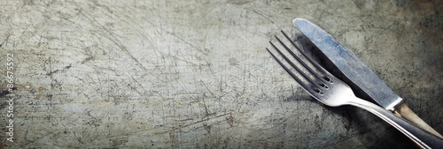Print op canvas Dining fork and knife