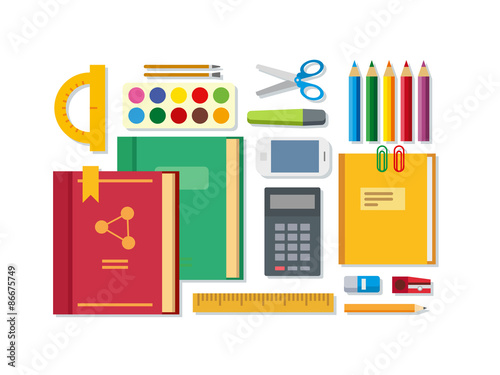 School Education Items on Table
