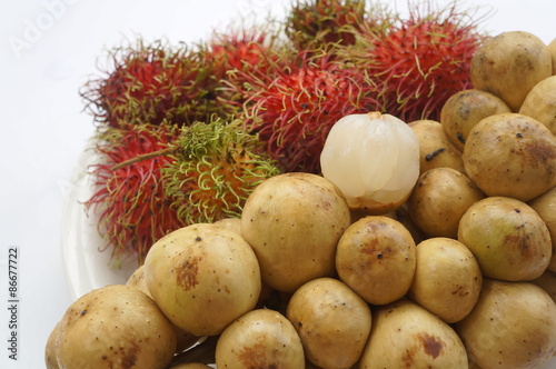 rambutan fruit tropical close up sweet red Thai concept photo