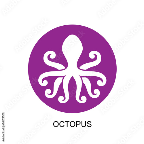Silhouette of an octopus on  light background