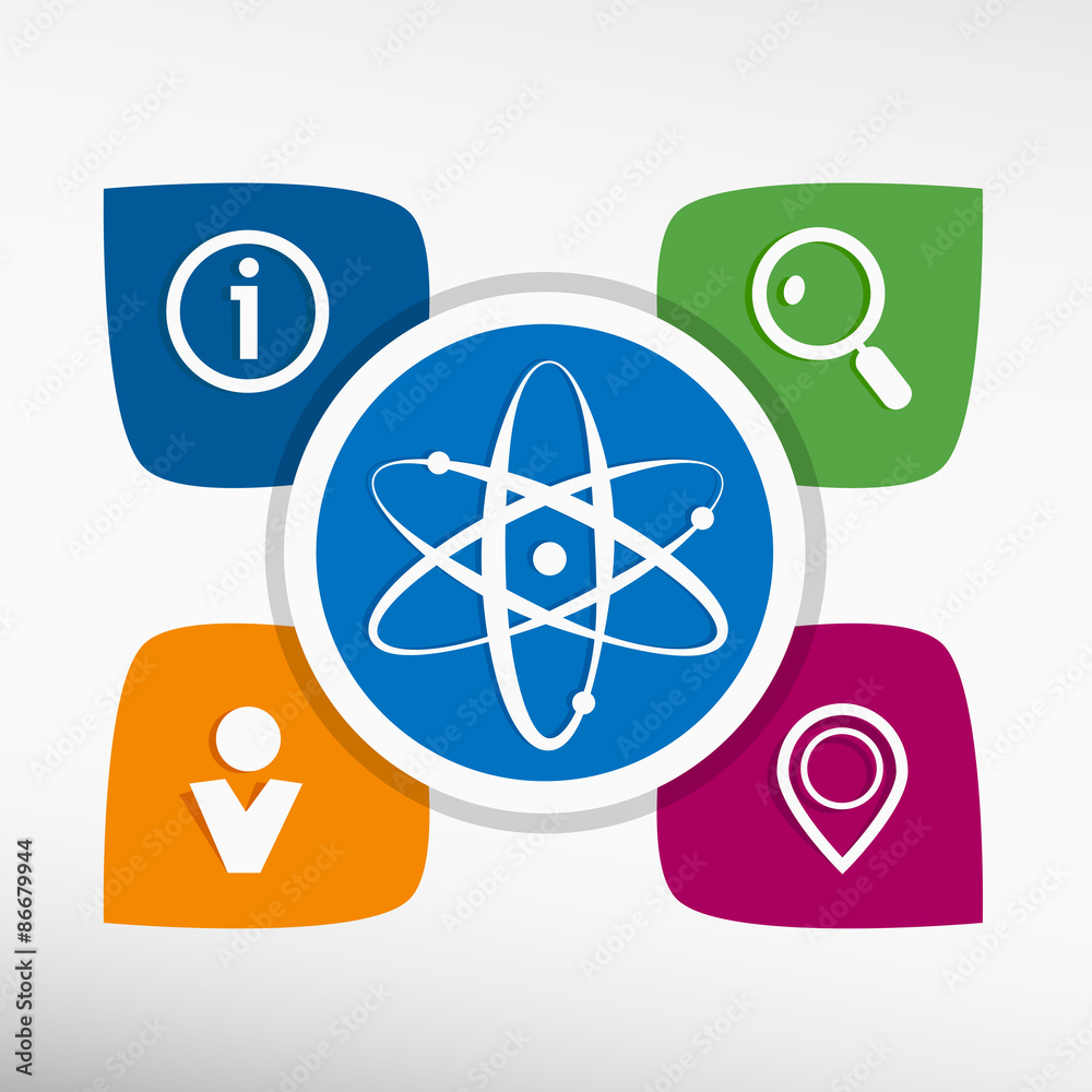Atom molecule and icons set vector illustration Atom molecule and icons set vector illustration