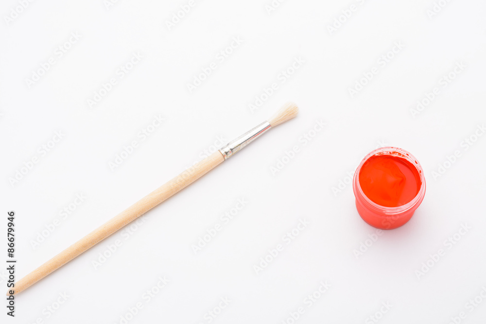 Paint in jars and brush Paint in jars and brush