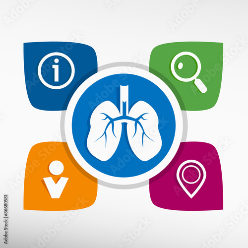 Lung icon and icons set vector illustration