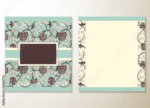 Wedding invitation cards with floral elements