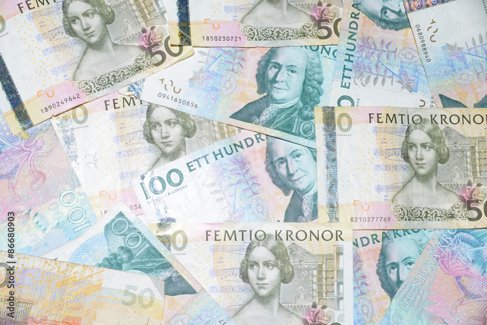 Obraz premium diffirent swedish money on the white background
