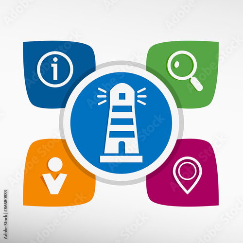Lighthouse icon and icons set vector illustration