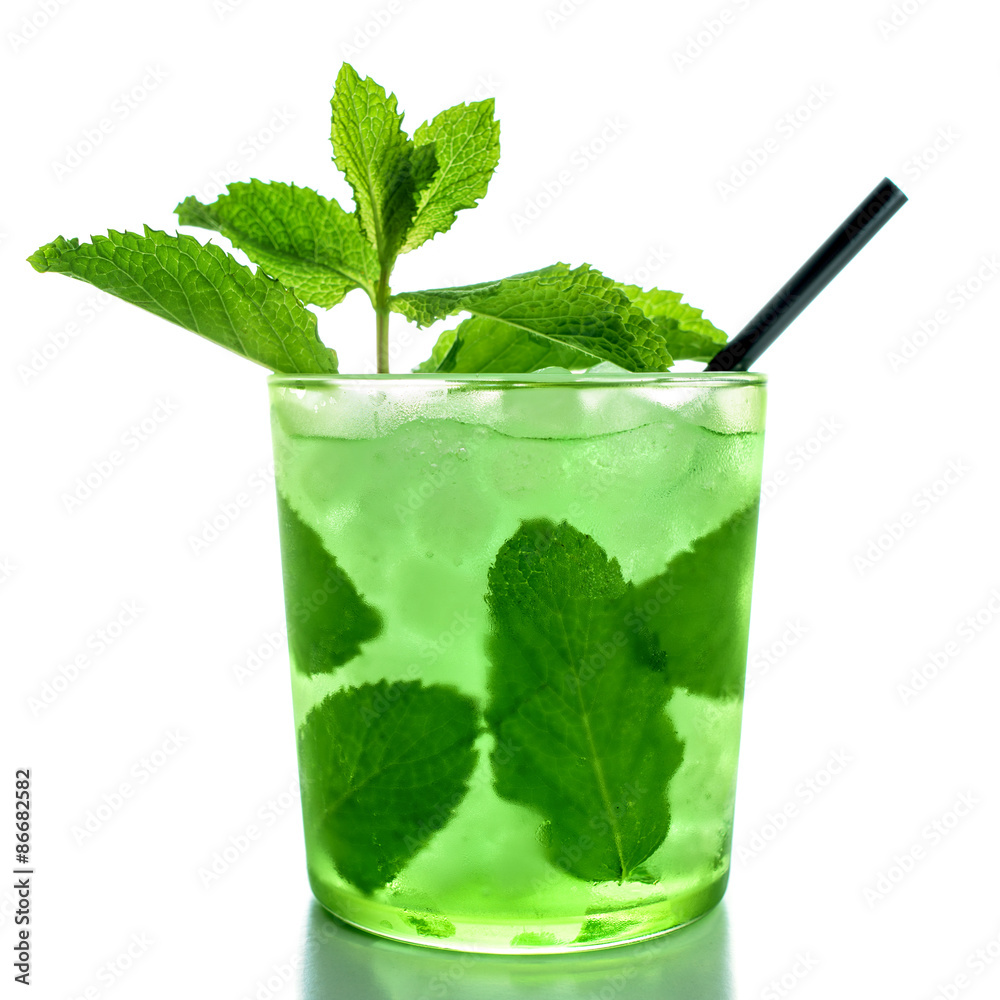 refreshing mojito on a white background refreshing mojito on a white background