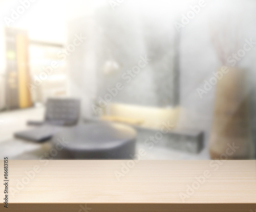 Table Top And Blur Interior Background