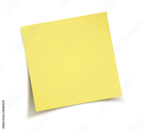  Yellow note paper isolated on white background 