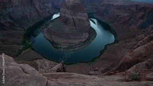 Horseshoe Bend meander of the Colorado River Page Arizona pan Up