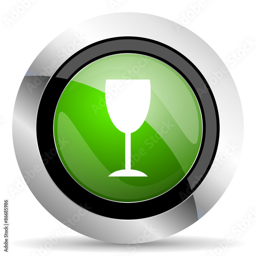 alcohol icon, green button, glass sign