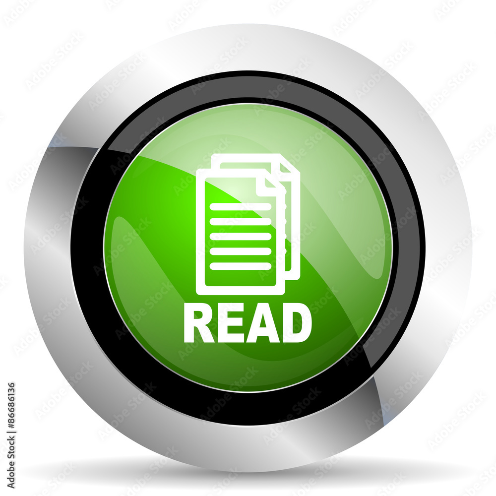 read icon, green button read icon, green button