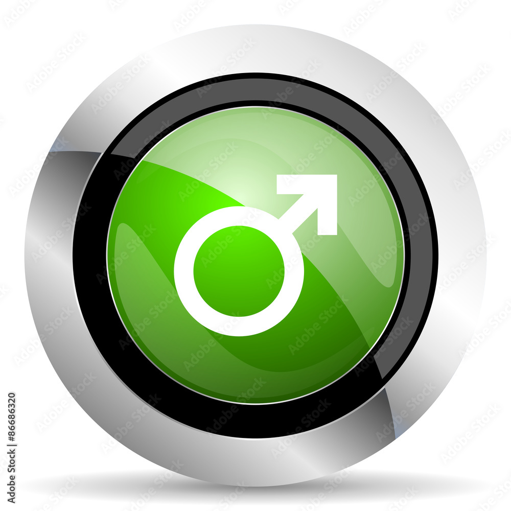 male icon, green button, male gender sign