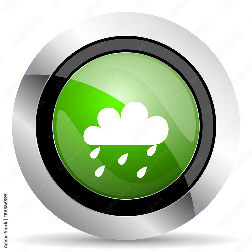 rain icon, green button, waether forecast sign rain icon, green button, waether forecast sign