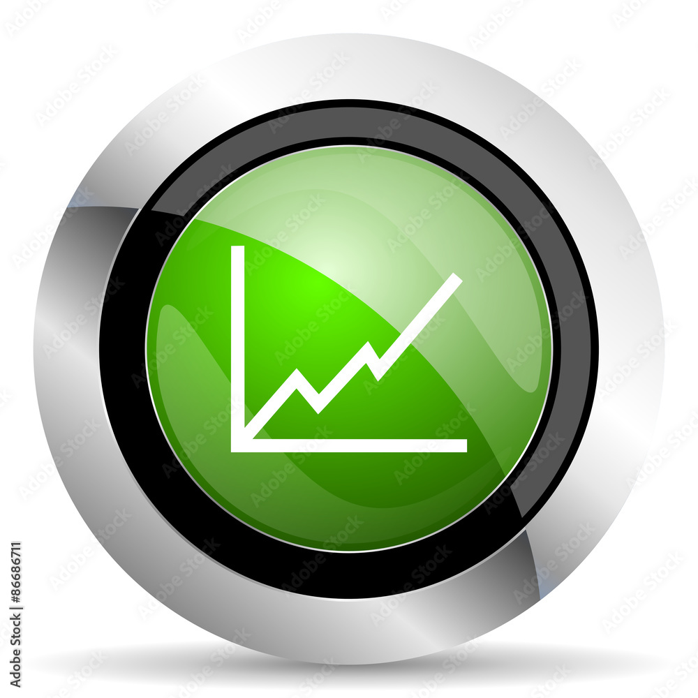 chart icon, green button, stock sign chart icon, green button, stock sign