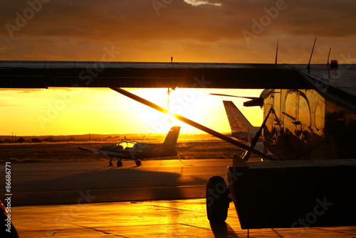 Skydive sunset at the dropzone - Aiplanes photo
