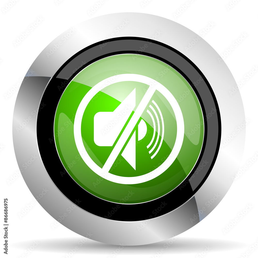 mute icon, green button, silence sign mute icon, green button, silence sign