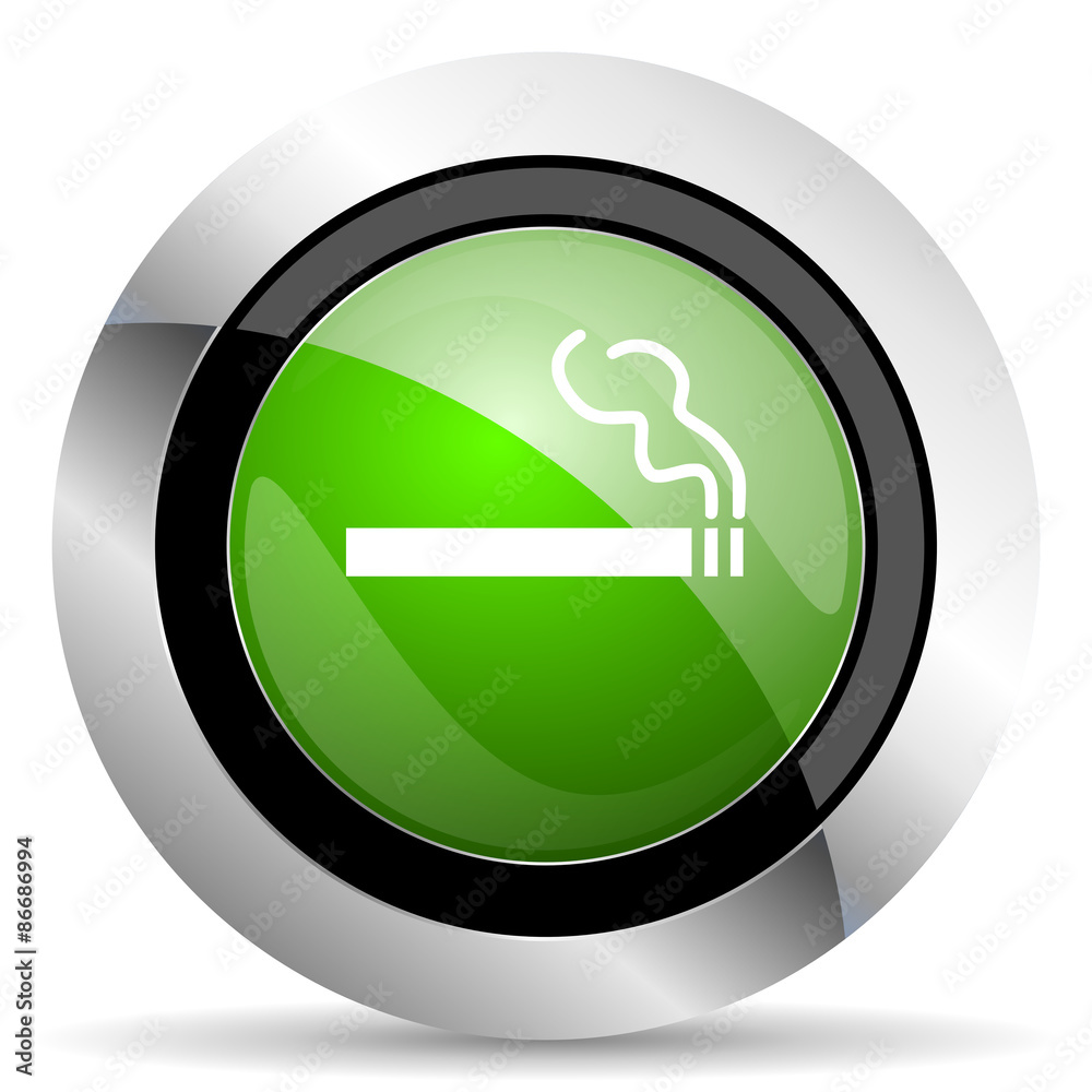 cigarette icon, green button, nicotine sign