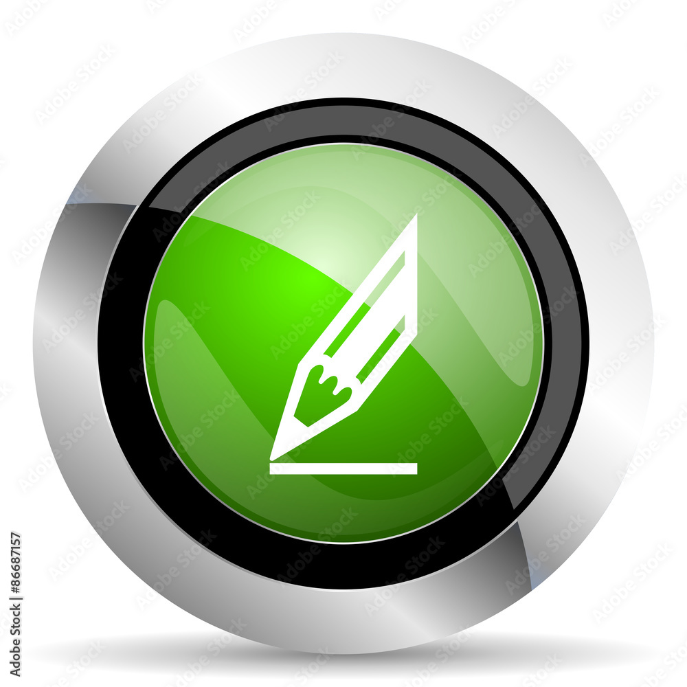 pencil icon, green button, draw sign pencil icon, green button, draw sign
