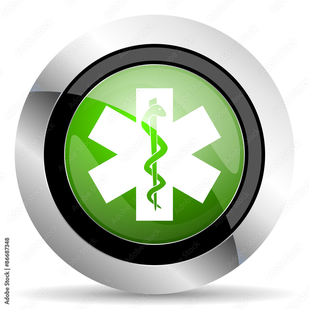 emergency icon, green button, hospital sign emergency icon, green button, hospital sign