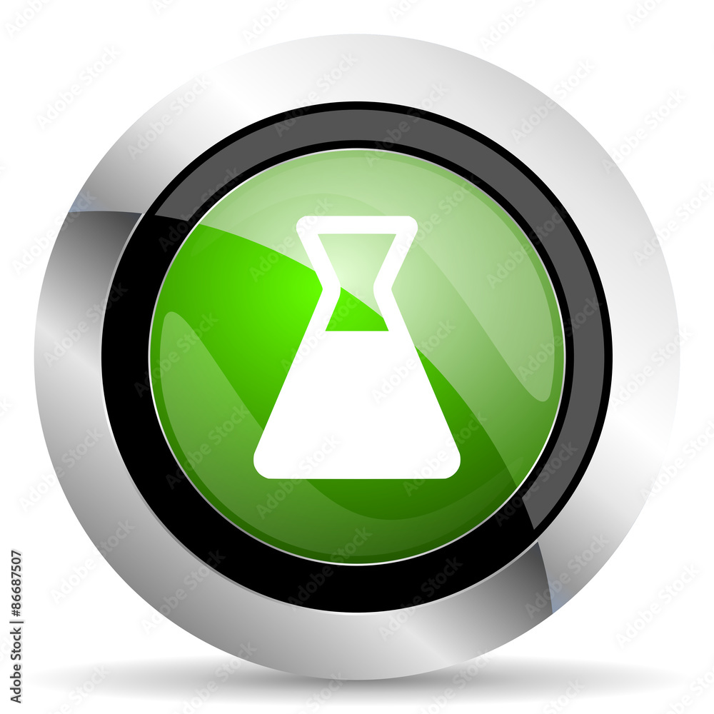 laboratory icon, green button laboratory icon, green button