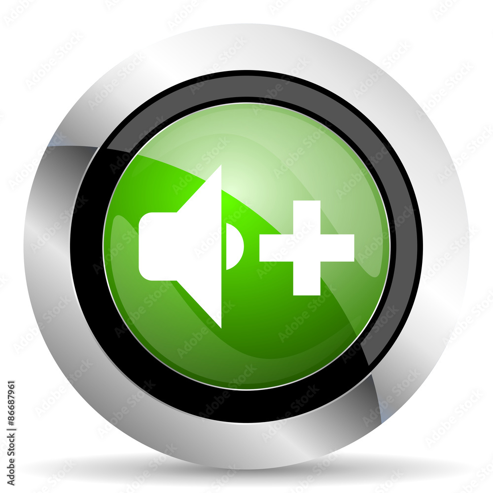 speaker volume icon, green button, music sign speaker volume icon, green button, music sign