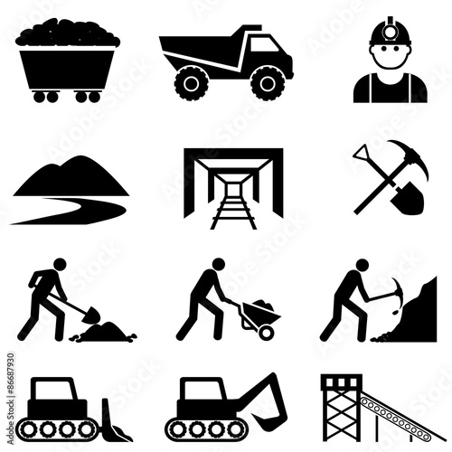 Mining and miner icon set