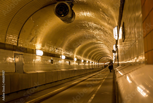 Tunnel under the Elbe river in Hamburg, Germany