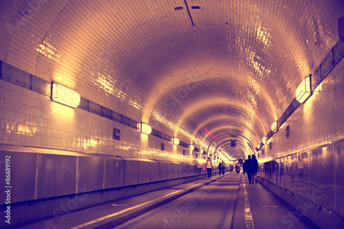 Tunnel under the Elbe river in Hamburg, Germany
