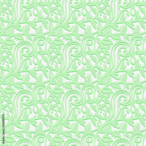 Seamless texture with leafs in the gentle shades of green.