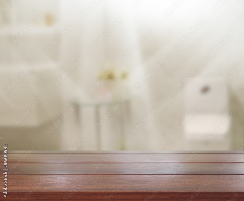 Fototapeta premium Table Top And Blur Interior Background