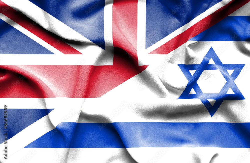 Waving flag of Israel and Great Britain Waving flag of Israel and Great Britain