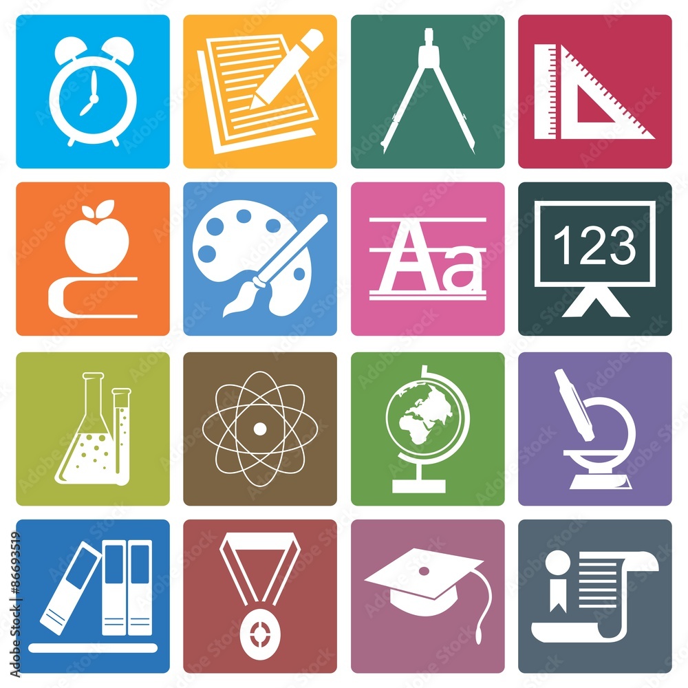 Education And School Icon Set Color Education And School Icon Set Color