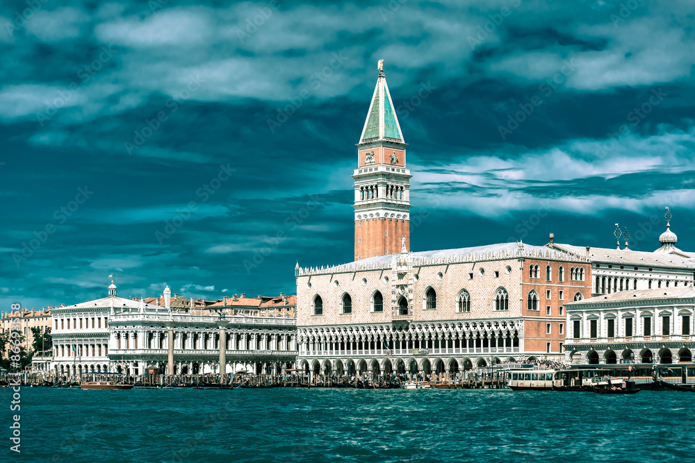Fototapeta premium View from the sea to Venice in summer day, Italia