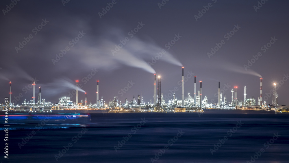 petrochemical plant in night