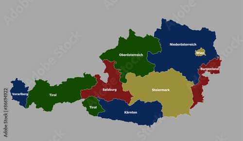 Highly detailed political Austria map 