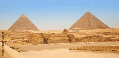 Pyramids and the Sphinx in Giza. Egypt