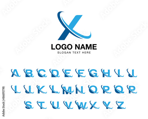 letter ring logo blue set