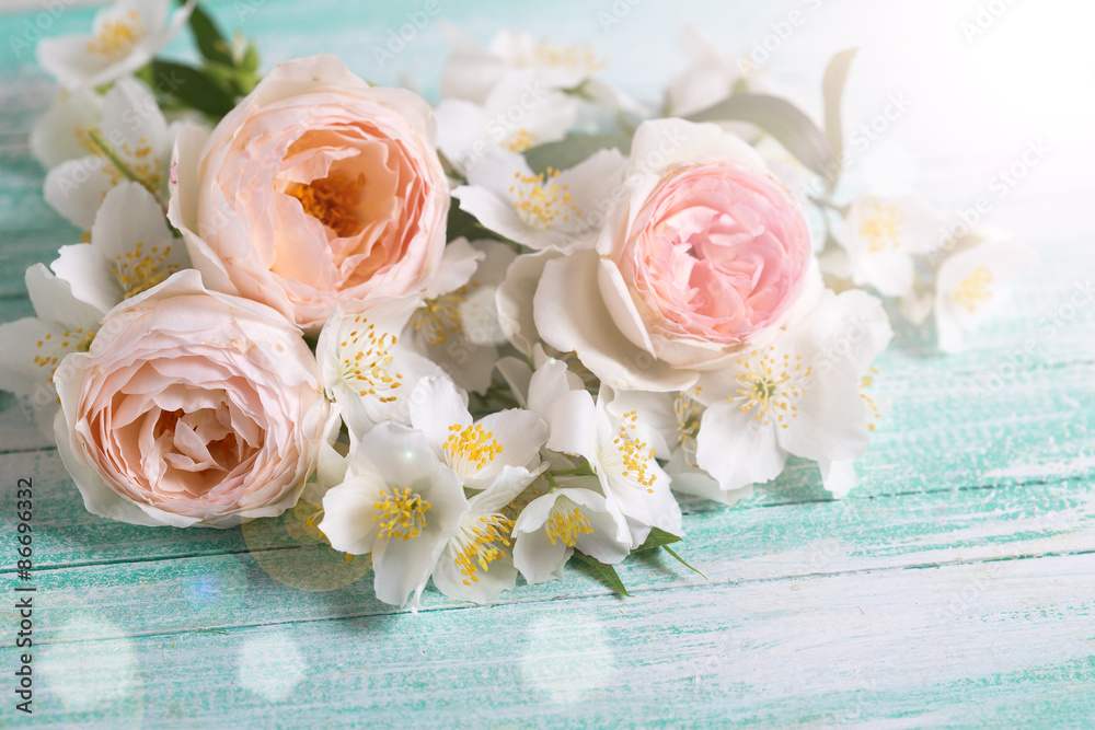 Roses and jasmine flowers