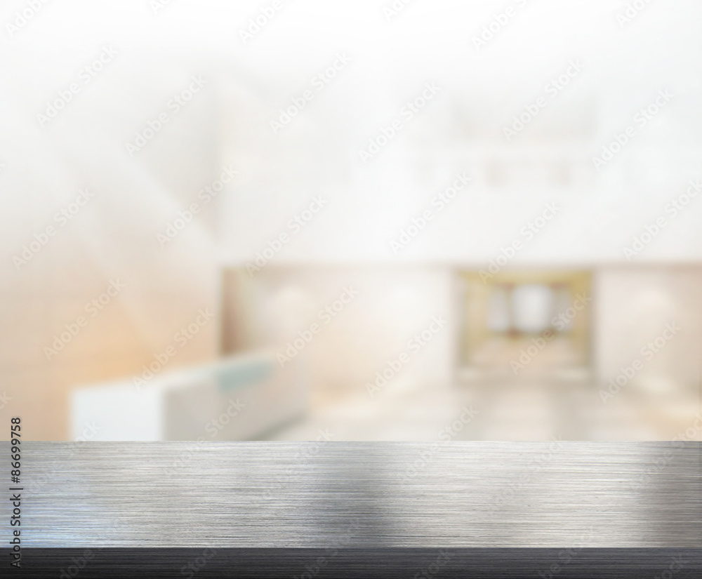 Fototapeta premium Table Top And Blur Office Background