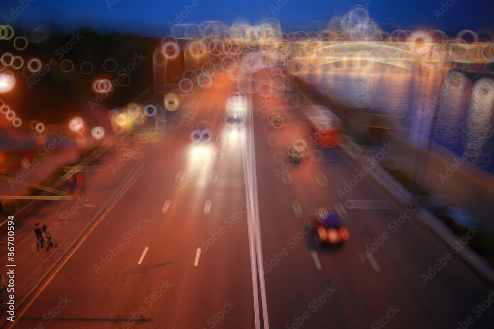 background blur night city traffic lights