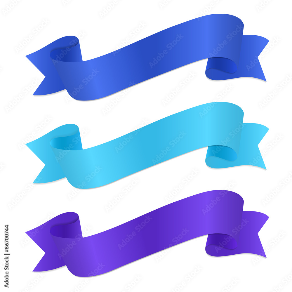 Set of silk ribbons with shadow, vector illustration for your design project. Set of silk ribbons with shadow, vector illustration for your design project.
