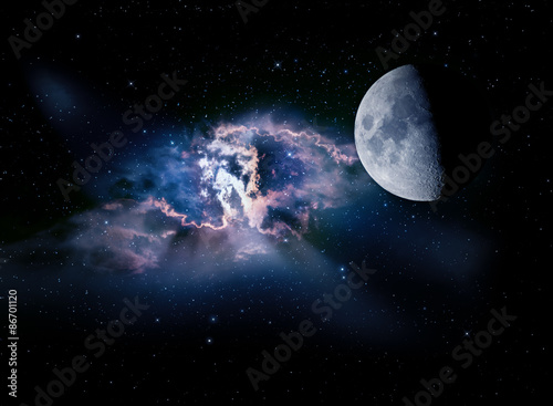 Fototapeta Naklejka Na Ścianę i Meble -  Planet with nebula on background