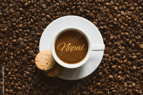 Still life - coffee wtih text Nepal