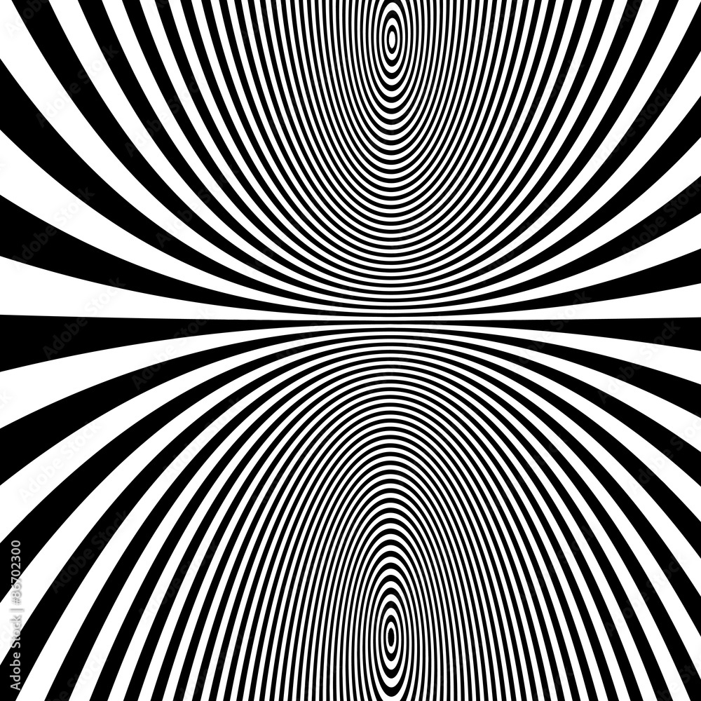 Pattern with optical illusion. Black and white background.