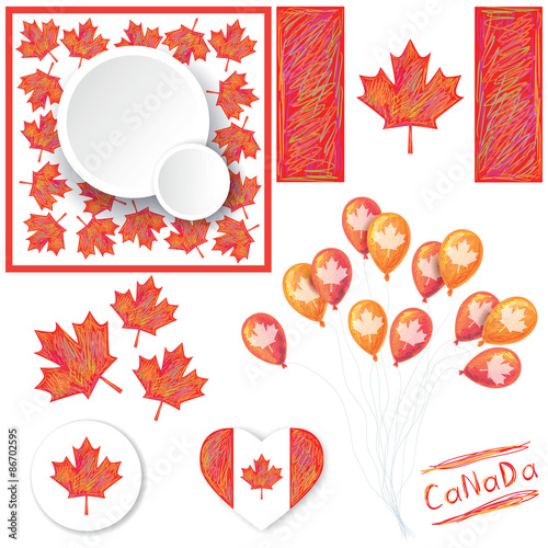 Set design elements for Canada Day first of July vector illustration